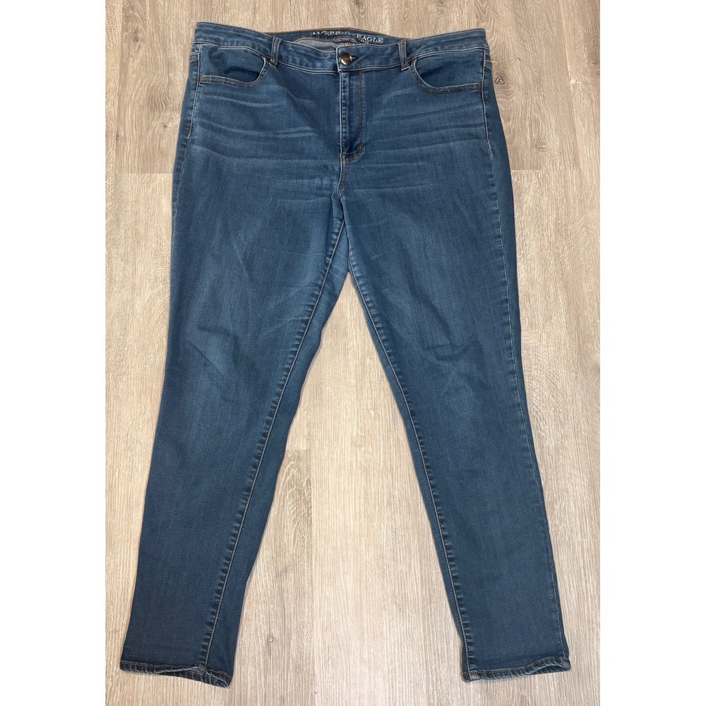 American Eagle Hi-Rise Jegging Super Super Stretch Blue Jeans Womens 20 Long